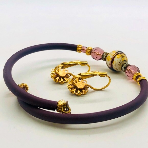 Vintage Liz Palacios Earrings & Art Glass Bracelet - Picture 4 of 13